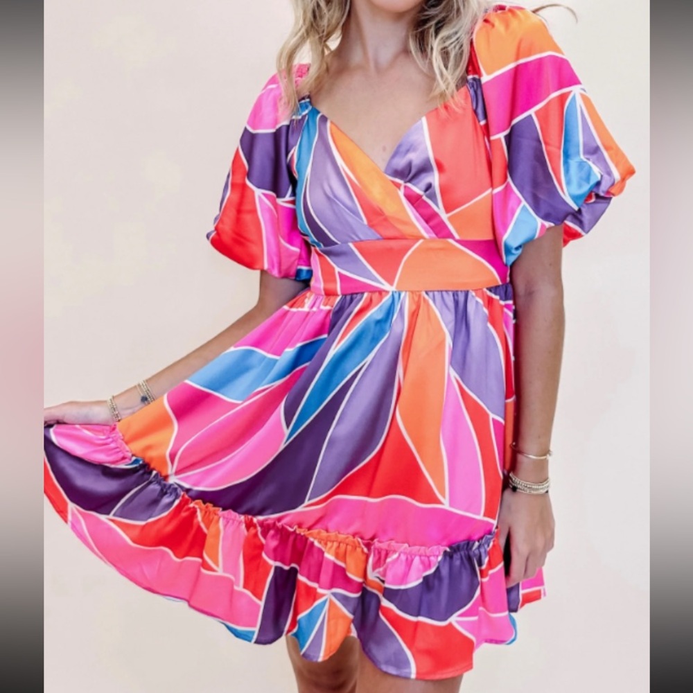 Red Dress Boutique Colorful Geometric Dress
